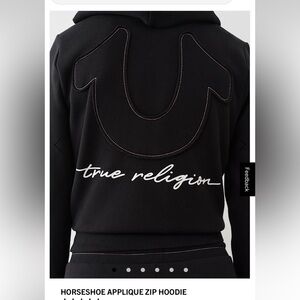 True Religion Black Hoodie with Horseshoe Design